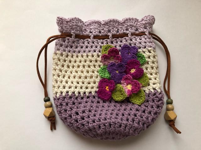 ハンドメイド ポーチ 色とりどりのすみれがいっぱい♪ コットン ガーリー < 女性ファッション  ハンドメイド ポーチ 色とりどりのすみれがいっぱい♪ コットン ガーリー  < 女性ファッションの