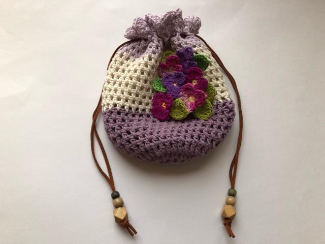 ハンドメイド ポーチ 色とりどりのすみれがいっぱい♪ コットン ガーリー < 女性ファッション  ハンドメイド ポーチ 色とりどりのすみれがいっぱい♪ コットン ガーリー < 女性ファッションの