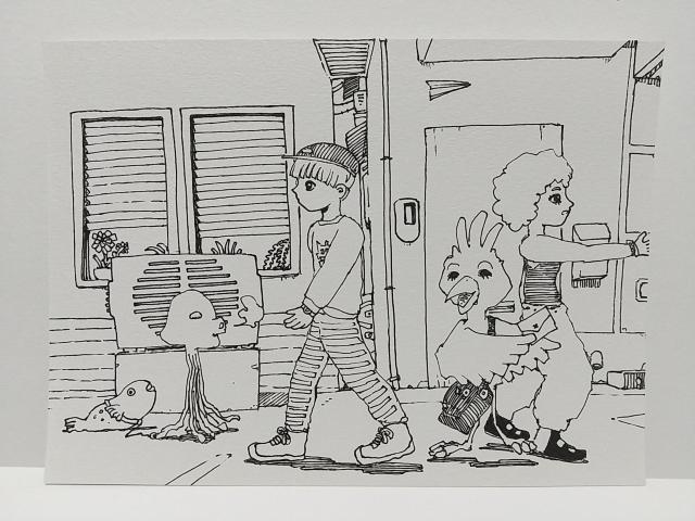 オリジナルイラスト 手描きイラスト 道ばた ハンドメイド 絵 原画 モノクロ インテリア 白黒 アナログ アート 自作 < アニメ/コミック/キャラクター  オリジナルイラスト 手描きイラスト 道ばた ハンドメイド 絵 原画 モノクロ インテリア 白黒 アナログ アート 自作  < アニメ/コミック/キャラクターの