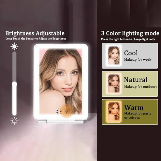 卓上鏡 三面鏡 女優ミラー 折りたたみ 拡大鏡 3倍 鏡 ライト付き < 女性ファッション 卓上鏡 三面鏡 女優ミラー 折りたたみ 拡大鏡 3倍 鏡 ライト付き < 女性ファッションの