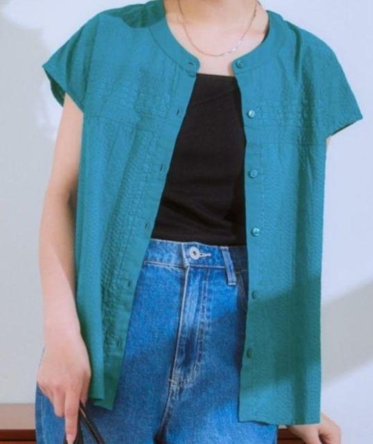 LL★前後2wayコットンレースフレンチスリーブブラウス★ターコイズ★新品★送料無料 < 女性ファッション LL★前後2wayコットンレースフレンチスリーブブラウス★ターコイズ★新品★送料無料 < 女性ファッションの