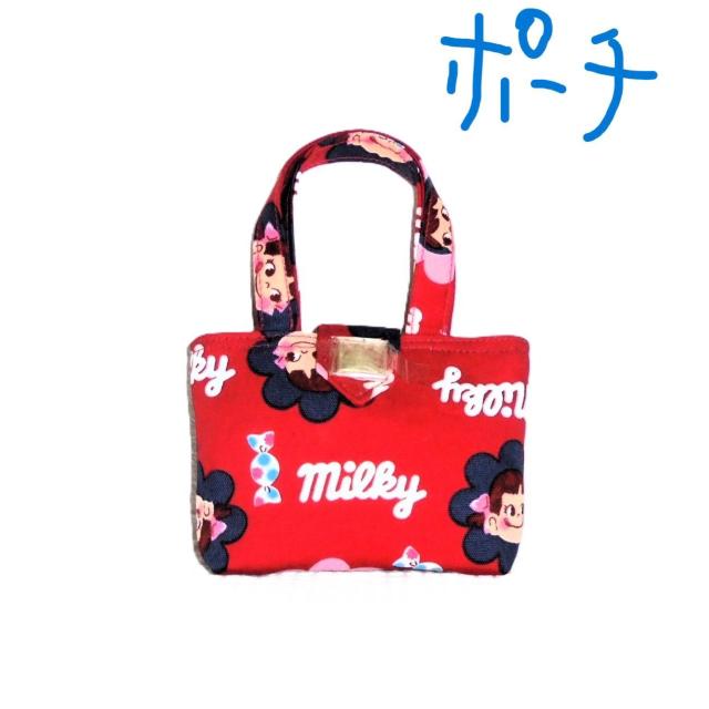 ◆ミニ◆ペコちゃん・Milky×赤地◆小物入れポーチ < 女性ファッション  ◆ミニ◆ペコちゃん・Milky×赤地◆小物入れポーチ  < 女性ファッションの