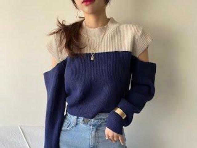 冬 あったかニット マストハブトレンドニット ディテール ネイビー < 女性ファッション 冬 あったかニット マストハブトレンドニット ディテール ネイビー < 女性ファッションの