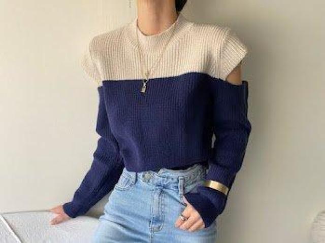 冬 あったかニット マストハブトレンドニット ディテール ネイビー < 女性ファッション 冬 あったかニット マストハブトレンドニット ディテール ネイビー < 女性ファッションの