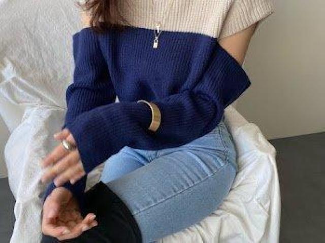 冬 あったかニット マストハブトレンドニット ディテール ネイビー < 女性ファッション 冬 あったかニット マストハブトレンドニット ディテール ネイビー < 女性ファッションの