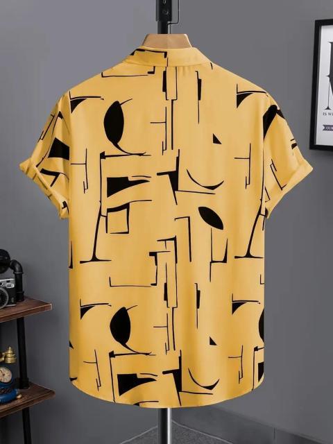 爆ヤス価格1390円★メンズ半袖ボタンダウンシャツ、幾何学柄 - 軽量 夏ビーチ USAサイズM(日本サイズXL相当)オレンジ < 男性ファッション 爆ヤス価格1390円★メンズ半袖ボタンダウンシャツ、幾何学柄 - 軽量 夏ビーチ USAサイズM(日本サイズXL相当)オレンジ < 男性ファッションの