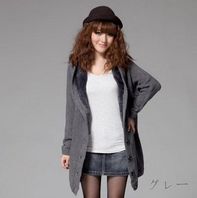 NEW★大人気★ボア付きロングパーカーJK★グレー < 女性ファッション  NEW★大人気★ボア付きロングパーカーJK★グレー < 女性ファッションの