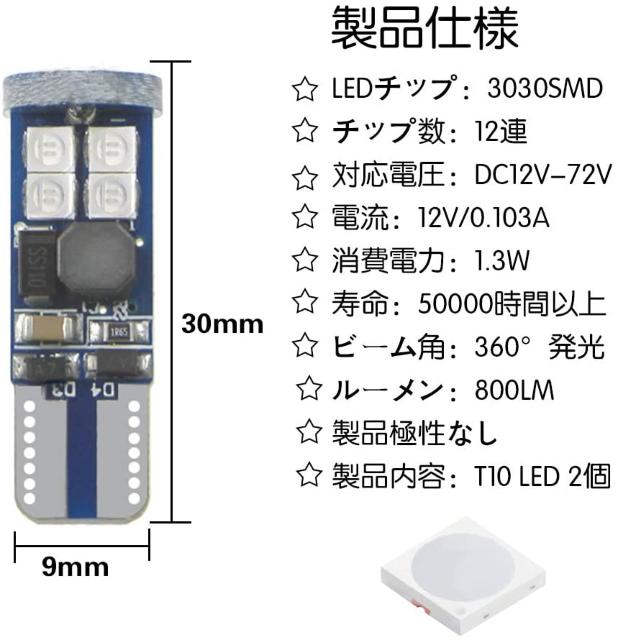 T10 LED  12V-72VԌp ɐ 12A3030`bv 2  /oCN