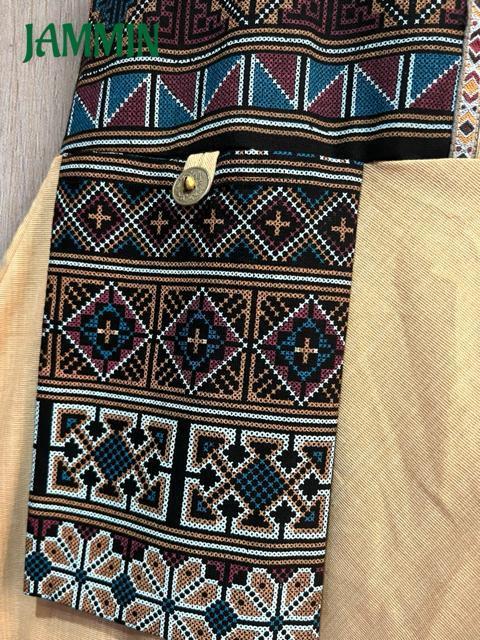 モン族刺繍柄生地付きサルエル忍者パンツ ベージュ アジアン エスニック 個性派 < 男性ファッション モン族刺繍柄生地付きサルエル忍者パンツ ベージュ アジアン エスニック 個性派 < 男性ファッションの