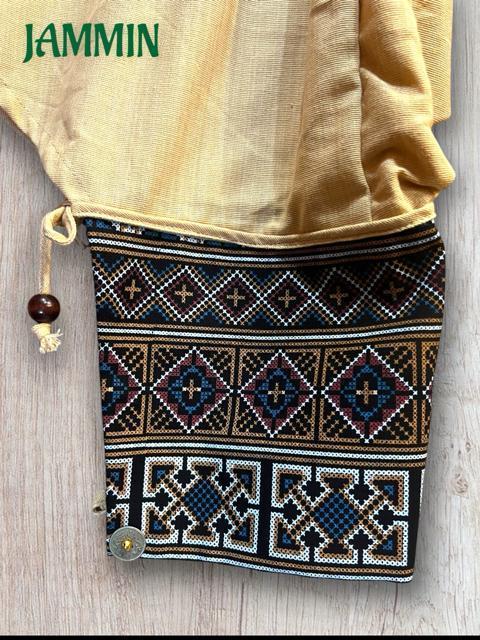 モン族刺繍柄生地付きサルエル忍者パンツ ベージュ アジアン エスニック 個性派 < 男性ファッション モン族刺繍柄生地付きサルエル忍者パンツ ベージュ アジアン エスニック 個性派 < 男性ファッションの