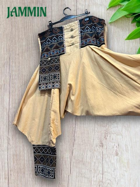 モン族刺繍柄生地付きサルエル忍者パンツ ベージュ アジアン エスニック 個性派 < 男性ファッション モン族刺繍柄生地付きサルエル忍者パンツ ベージュ アジアン エスニック 個性派 < 男性ファッションの