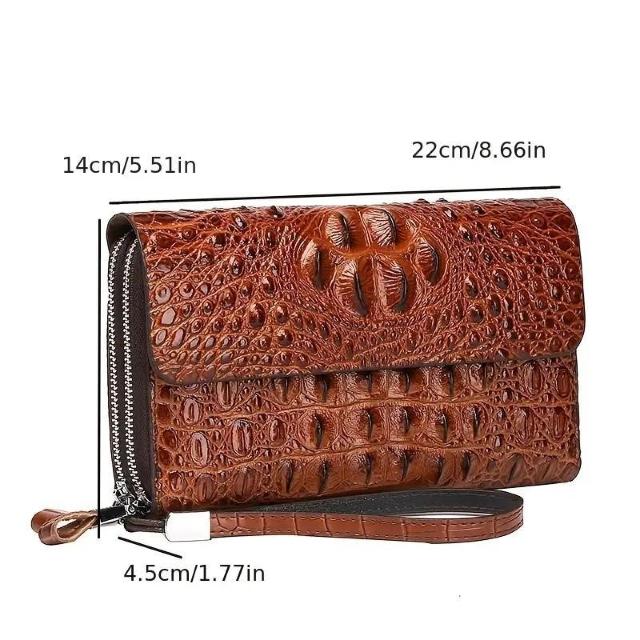 爆ヤス価格2590円★メンズクロコダイルパターンPUクラッチ - スタイリッシュなブラウンビフォルド、腕ストラップ付き コーヒー色 < 男性ファッション 爆ヤス価格2590円★メンズクロコダイルパターンPUクラッチ - スタイリッシュなブラウンビフォルド、腕ストラップ付き コーヒー色 < 男性ファッションの