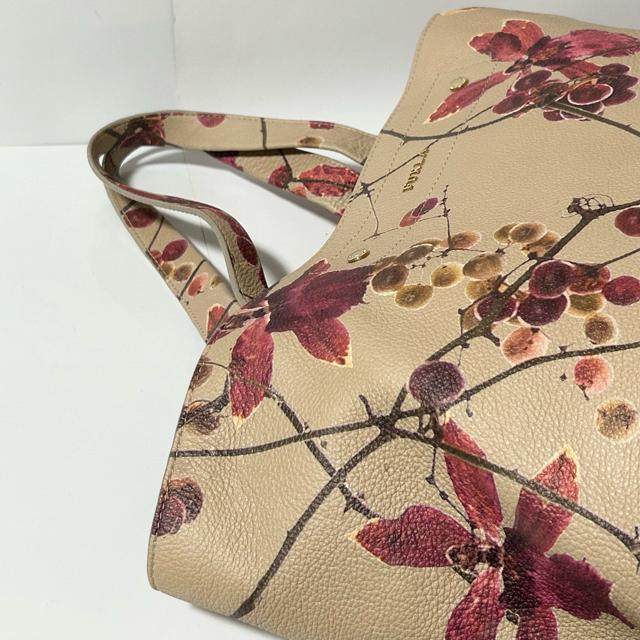 美品 FURLA フルラ レザー トートバッグ ショルダーバッグ 花柄 ピンク ベージュ < ブランド 美品 FURLA フルラ レザー トートバッグ ショルダーバッグ 花柄 ピンク ベージュ < ブランドの