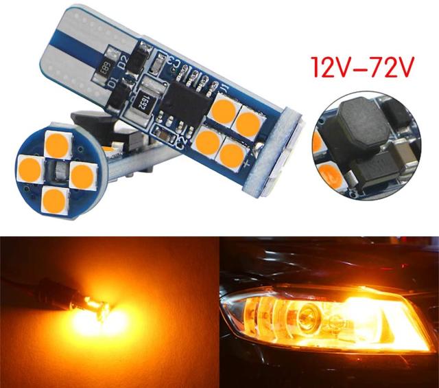 T10 LED 爆光 アンバー 12V-72V車兼用 無極性  2個 < 自動車/バイク T10 LED 爆光 アンバー 12V-72V車兼用 無極性  2個 < 自動車/バイク