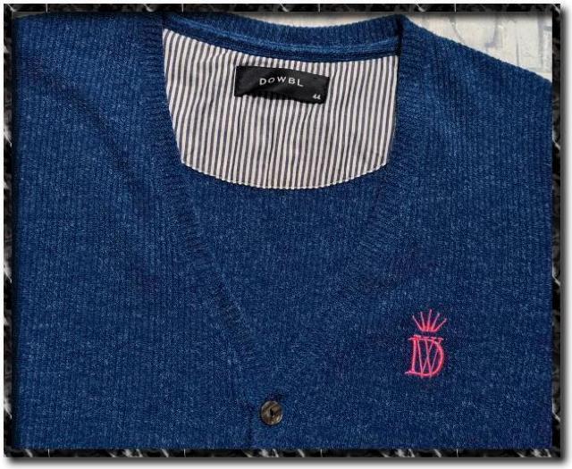 ダブル 刺繍入りニットカーディガン 青 < ブランド ダブル 刺繍入りニットカーディガン 青 < ブランドの