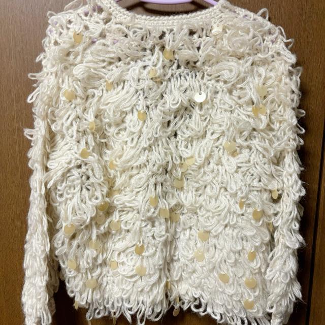 新品 大スパンコールウールカーディガン オフホワイト レディース 可愛い 白 ニット セーター < 女性ファッション 新品 大スパンコールウールカーディガン オフホワイト レディース 可愛い 白 ニット セーター < 女性ファッションの
