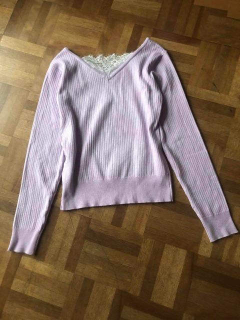 tocco フラワーモチーフ後ろレースリブニットプルオーバー < ブランド  tocco フラワーモチーフ後ろレースリブニットプルオーバー < ブランドの