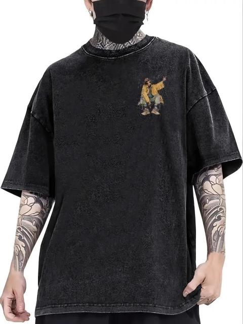 超お買い得1390円★メンズビンテージグラフィックプリントコットンターシャツ - ルーズフィット(日本サイズXL相当) < 男性ファッション  超お買い得1390円★メンズビンテージグラフィックプリントコットンターシャツ - ルーズフィット(日本サイズXL相当) < 男性ファッションの