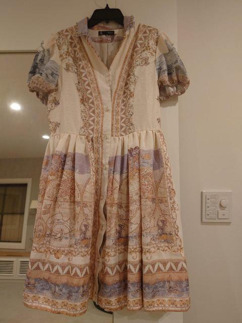 半袖ミニワンピース ベージュオレンジ茶系グレー Мサイズ < 女性ファッション  半袖ミニワンピース ベージュオレンジ茶系グレー Мサイズ  < 女性ファッションの