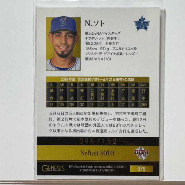 BBM 2018 GENESIS 横浜DeNAベイスターズ ネフタリ・ソト レアカード 096/150 < トレーディングカード BBM 2018 GENESIS 横浜DeNAベイスターズ ネフタリ・ソト レアカード 096/150 < トレーディングカードの