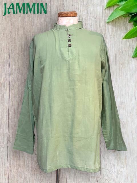 ココナッツボタン付きクルタ 長袖 アジアン ヒッピー エスニック < 男性ファッション ココナッツボタン付きクルタ 長袖 アジアン ヒッピー エスニック < 男性ファッションの