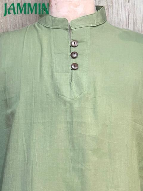 ココナッツボタン付きクルタ 長袖 アジアン ヒッピー エスニック < 男性ファッション ココナッツボタン付きクルタ 長袖 アジアン ヒッピー エスニック < 男性ファッションの