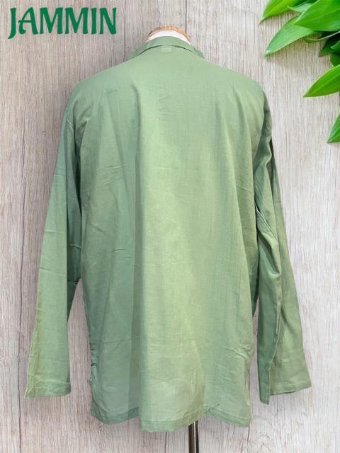 ココナッツボタン付きクルタ 長袖 アジアン ヒッピー エスニック < 男性ファッション ココナッツボタン付きクルタ 長袖 アジアン ヒッピー エスニック < 男性ファッションの