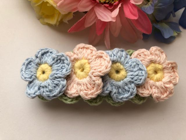 ハンドメイド バレッタ パステルお花満開♪ 春よ来い♪コットン < 女性ファッション  ハンドメイド バレッタ パステルお花満開♪ 春よ来い♪コットン < 女性ファッションの