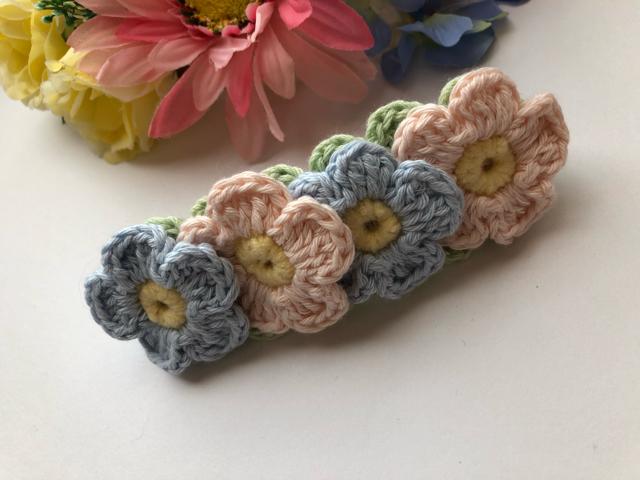 ハンドメイド バレッタ パステルお花満開♪ 春よ来い♪コットン < 女性ファッション  ハンドメイド バレッタ パステルお花満開♪ 春よ来い♪コットン < 女性ファッションの