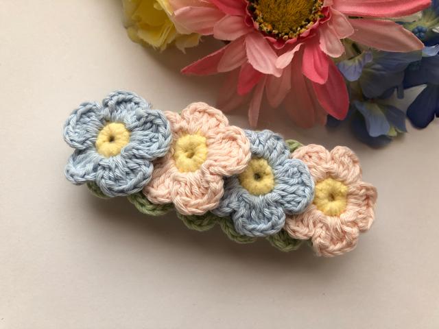 ハンドメイド バレッタ パステルお花満開♪ 春よ来い♪コットン < 女性ファッション  ハンドメイド バレッタ パステルお花満開♪ 春よ来い♪コットン < 女性ファッションの