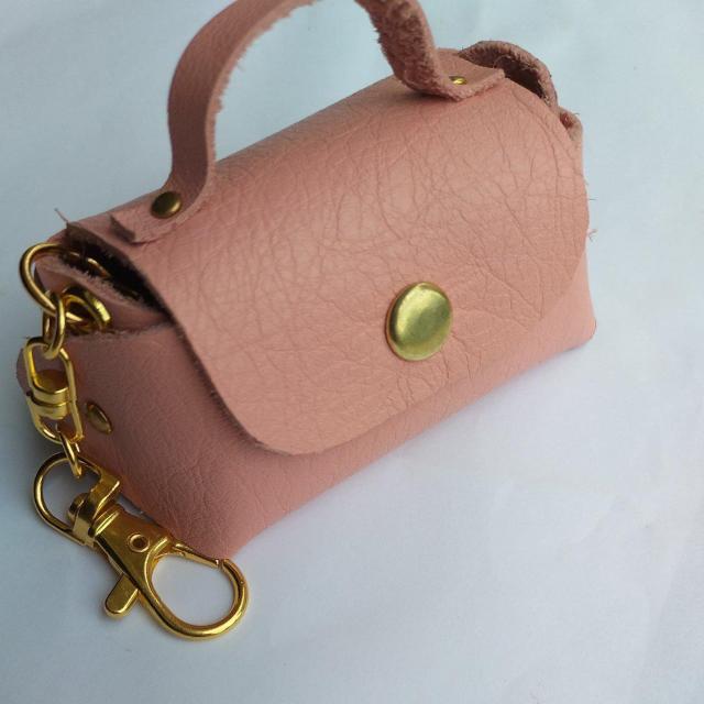 DIY 本革 ミニバッグ ピンク キーホルダー < ペット/手芸/園芸  DIY 本革 ミニバッグ ピンク キーホルダー  < ペット/手芸/園芸の