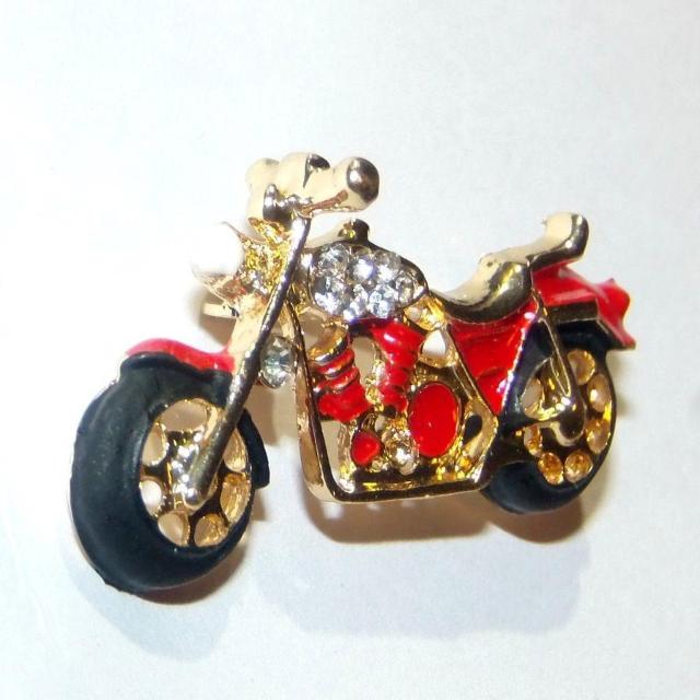 2個 バイク 単車 ラインストーン バッジ ブローチ ピンバッジ 赤色 黒色 < 男性アクセサリー/時計  2個 バイク 単車 ラインストーン バッジ ブローチ ピンバッジ 赤色 黒色 < 男性アクセサリー/時計の