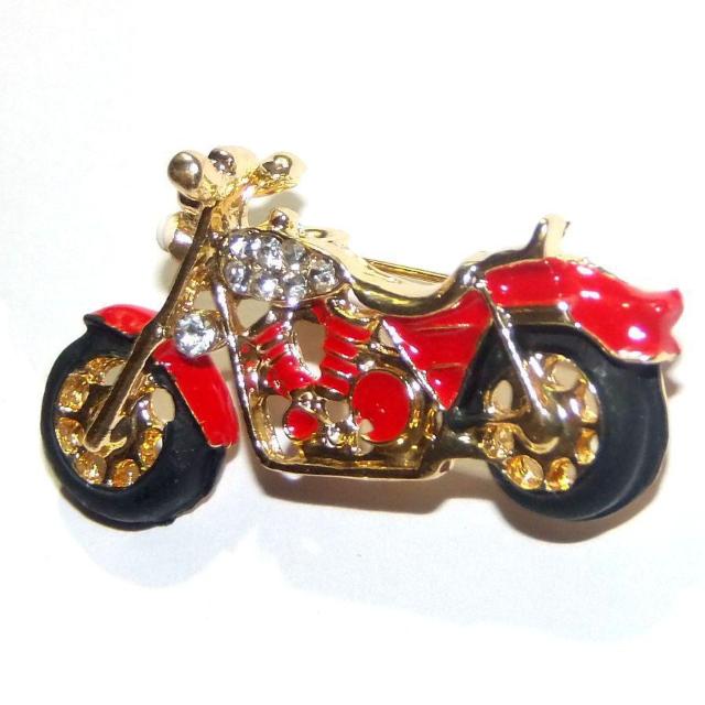 2個 バイク 単車 ラインストーン バッジ ブローチ ピンバッジ 赤色 黒色 < 男性アクセサリー/時計  2個 バイク 単車 ラインストーン バッジ ブローチ ピンバッジ 赤色 黒色 < 男性アクセサリー/時計の