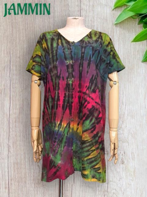 タイダイ前開きチュニック★アジアン★エスニック★羽織り < 女性ファッション  タイダイ前開きチュニック★アジアン★エスニック★羽織り  < 女性ファッションの