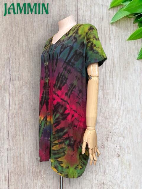 タイダイ前開きチュニック★アジアン★エスニック★羽織り < 女性ファッション  タイダイ前開きチュニック★アジアン★エスニック★羽織り < 女性ファッションの