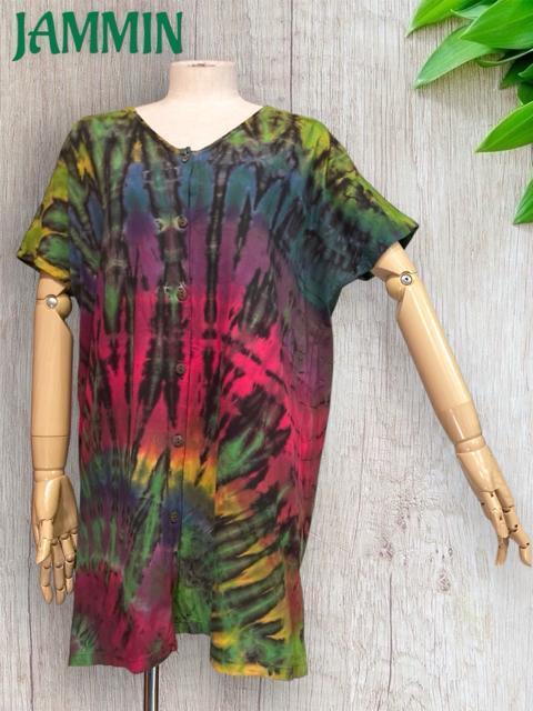 タイダイ前開きチュニック★アジアン★エスニック★羽織り < 女性ファッション  タイダイ前開きチュニック★アジアン★エスニック★羽織り < 女性ファッションの