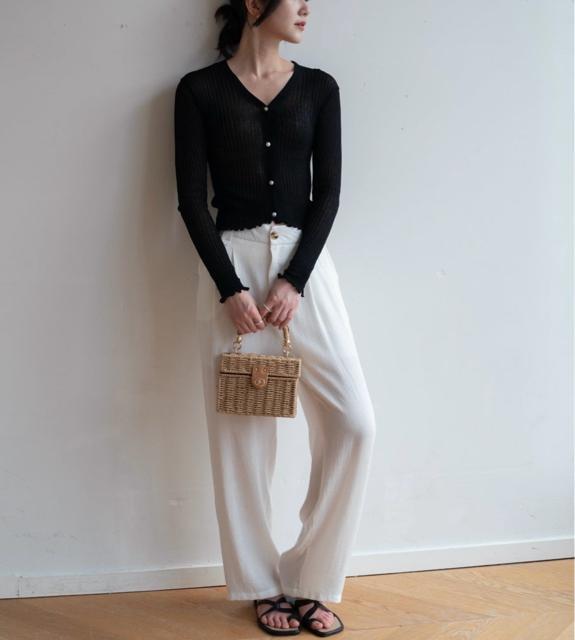 UV対策!パールボタン シアーカーディガン【新品】Fフリー 黒ブラック●韓国ファッション < 女性ファッション UV対策!パールボタン シアーカーディガン【新品】Fフリー 黒ブラック●韓国ファッション < 女性ファッションの