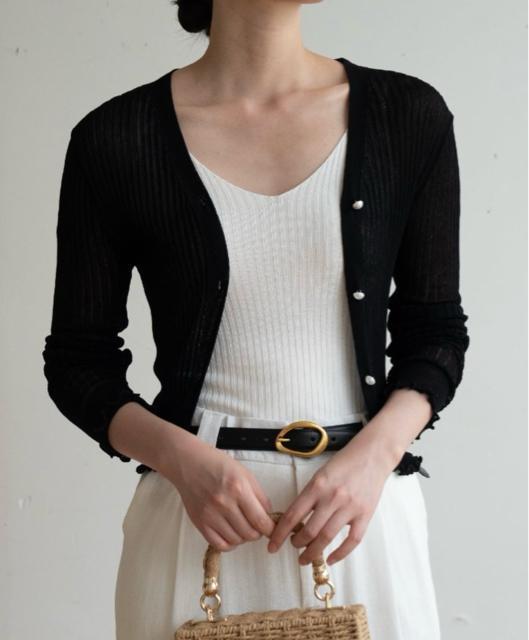 UV対策!パールボタン シアーカーディガン【新品】Fフリー 黒ブラック●韓国ファッション < 女性ファッション UV対策!パールボタン シアーカーディガン【新品】Fフリー 黒ブラック●韓国ファッション < 女性ファッションの