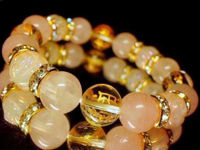 守り本尊十二支本字水晶薔薇彫りローズクォーツ§ローズクォツ12ミリ金ロンデル < 女性アクセサリー/時計  守り本尊十二支本字水晶薔薇彫りローズクォーツ§ローズクォツ12ミリ金ロンデル < 女性アクセサリー/時計の