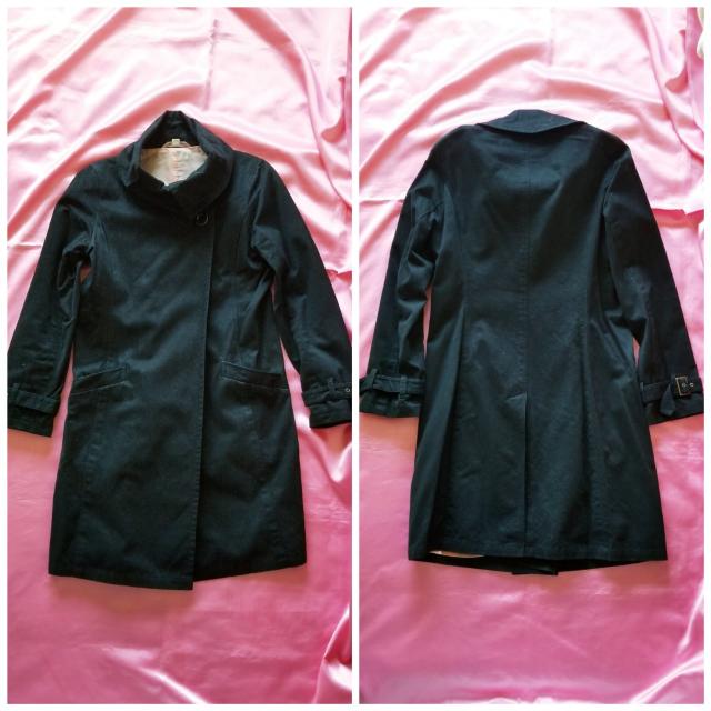 ★Pink Bunnys★黒ブラック裏地ピンク可愛い♪襟元3wayカラー♪お洒落細見え♪綿コットンピーチスキン加工長袖ロングコート < 女性ファッション ★Pink Bunnys★黒ブラック裏地ピンク可愛い♪襟元3wayカラー♪お洒落細見え♪綿コットンピーチスキン加工長袖ロングコート < 女性ファッションの