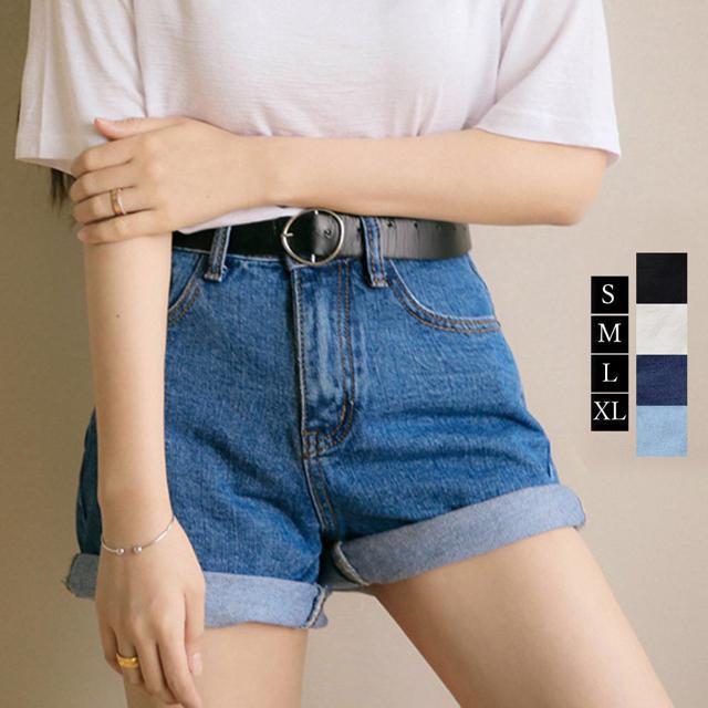 送料無料 ハイウエスト デニムショートパンツ レディース 夏 ベルト付き ショーパン < 女性ファッション  送料無料 ハイウエスト デニムショートパンツ レディース 夏 ベルト付き ショーパン < 女性ファッションの