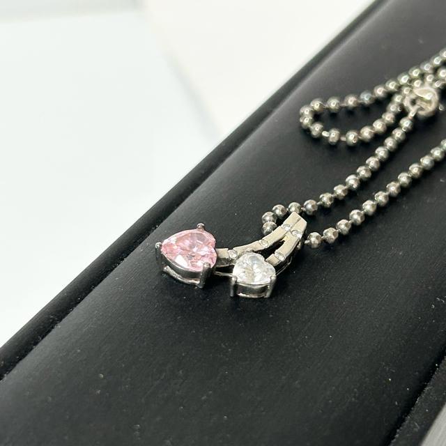 ハートモチーフ SV925 ネックレス ペンダント レディース シルバー ピンク < 女性ファッション ハートモチーフ SV925 ネックレス ペンダント レディース シルバー ピンク < 女性ファッションの
