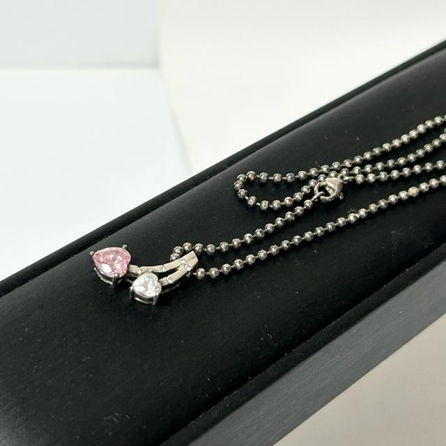 ハートモチーフ SV925 ネックレス ペンダント レディース シルバー ピンク < 女性ファッション ハートモチーフ SV925 ネックレス ペンダント レディース シルバー ピンク < 女性ファッションの