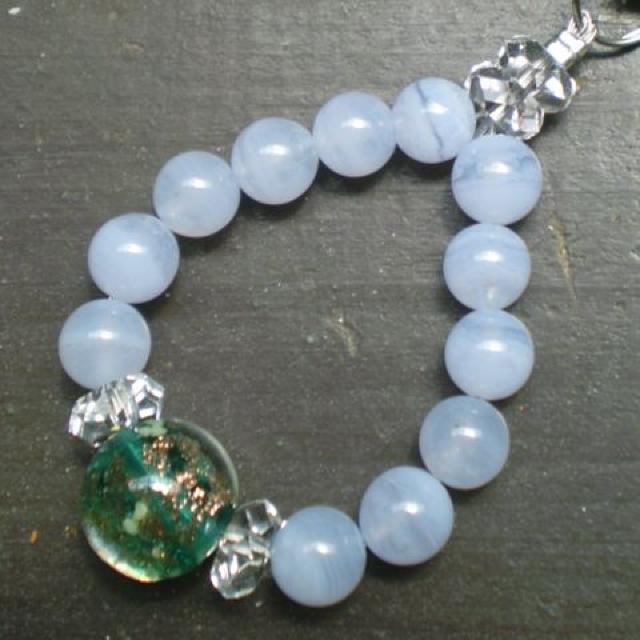 蓄光*ホタルガラスxブルーレースストラップ < 家電/AV 蓄光*ホタルガラスxブルーレースストラップ < 家電/AVの