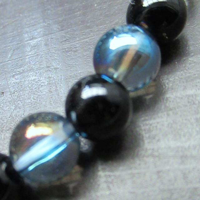 アクアオーラxオニキスブレスレット 天延石 パワーストーン < 女性アクセサリー/時計 アクアオーラxオニキスブレスレット 天延石 パワーストーン < 女性アクセサリー/時計の