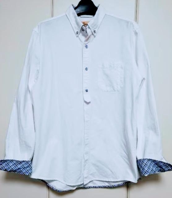 NEXT STANDARD 全綿 長袖 カジュアルシャツ ホワイト < 男性ファッション  NEXT STANDARD 全綿 長袖 カジュアルシャツ ホワイト  < 男性ファッションの