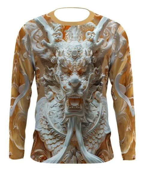超特価1490円★メンズ 3D ドラゴン プリント 長袖 クルーネック Tシャツ 伸縮性 USAサイズM(日本サイズXL相当) < 男性ファッション  超特価1490円★メンズ 3D ドラゴン プリント 長袖 クルーネック Tシャツ 伸縮性 USAサイズM(日本サイズXL相当) < 男性ファッションの