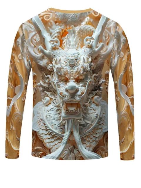 超特価1490円★メンズ 3D ドラゴン プリント 長袖 クルーネック Tシャツ 伸縮性 USAサイズM(日本サイズXL相当) < 男性ファッション  超特価1490円★メンズ 3D ドラゴン プリント 長袖 クルーネック Tシャツ 伸縮性 USAサイズM(日本サイズXL相当) < 男性ファッションの