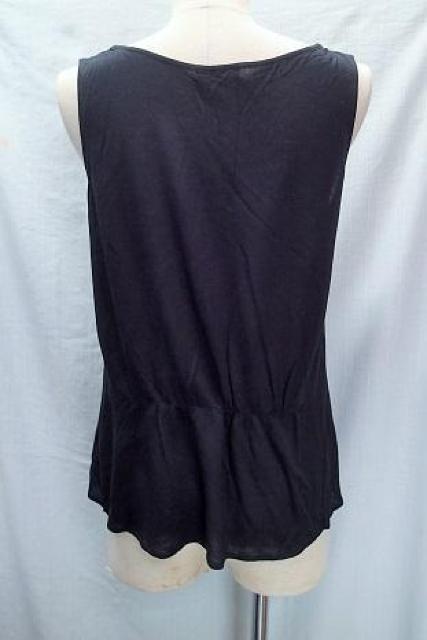 ◆LOUNIE ルーニィ/異素材使い デザイントップス ノースリーブ/ブラック/サイズF < 女性ファッション  ◆LOUNIE ルーニィ/異素材使い デザイントップス ノースリーブ/ブラック/サイズF < 女性ファッションの