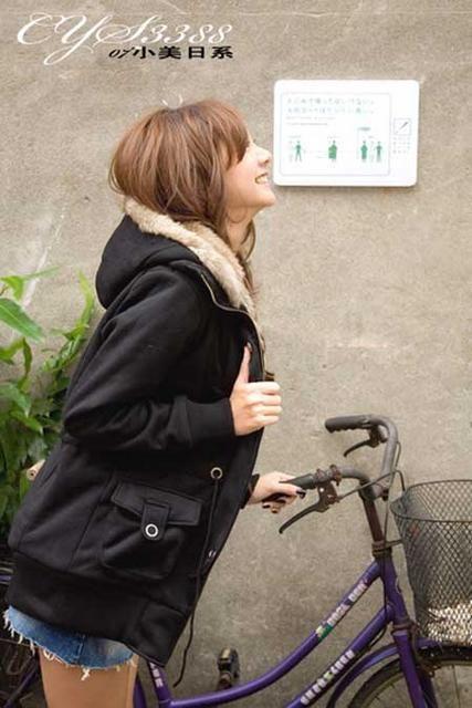 P付★大人気★ダークカラーファーフード★ジャケット★BK < 女性ファッション  P付★大人気★ダークカラーファーフード★ジャケット★BK < 女性ファッションの